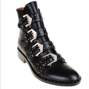 Studded Buckled Biker Ankle Boots